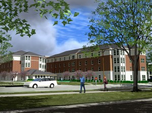 A pre-construction rendering of Johnson Hall