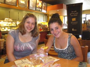 Jessica Hootner (JCCC student) and Amenda Shapiro (UMKC Student) at Starbucks at a recent Rosh Hashana event.