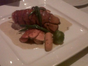A lovely entrée called lobster tail with vanilla champagne sauce