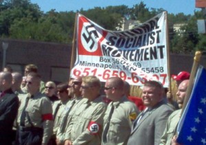 J.T. Ready (second from right) marches with neo-Nazis on Sept. 1, 2007 in Omaha, Neb. Photo courtesy SPLC