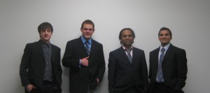 The Kangaroo Party candidates. Left to right: Zach Butz (write-in, Executive VP), Bryce Brown (Comptroller), Animikh Ray (President), Mayurkumar Patel (Administartive VP)
