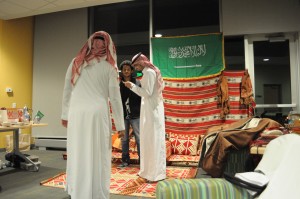 Members of the Saudi Student Union wore traditional attire and took photos with students attending the Culture Night. Arabic coffee, candied dates and pamphlets from the Saudi American Cultural Mission were also given out. 