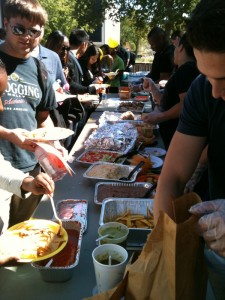 Students enjoy Latin food including tamales and taquitos. 