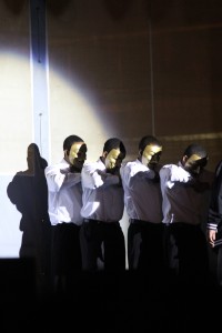 The second place winners, Alpha Eta of Alpha Phi Alpha of Saint Louis, stand at the beginning of their performance.