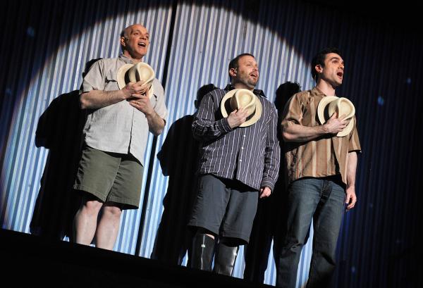 From left to right, Todd Cerveris, Eddie Korbich and Dan Domingues croon ‘The Ballad of Martha, the Last Pigeon.’