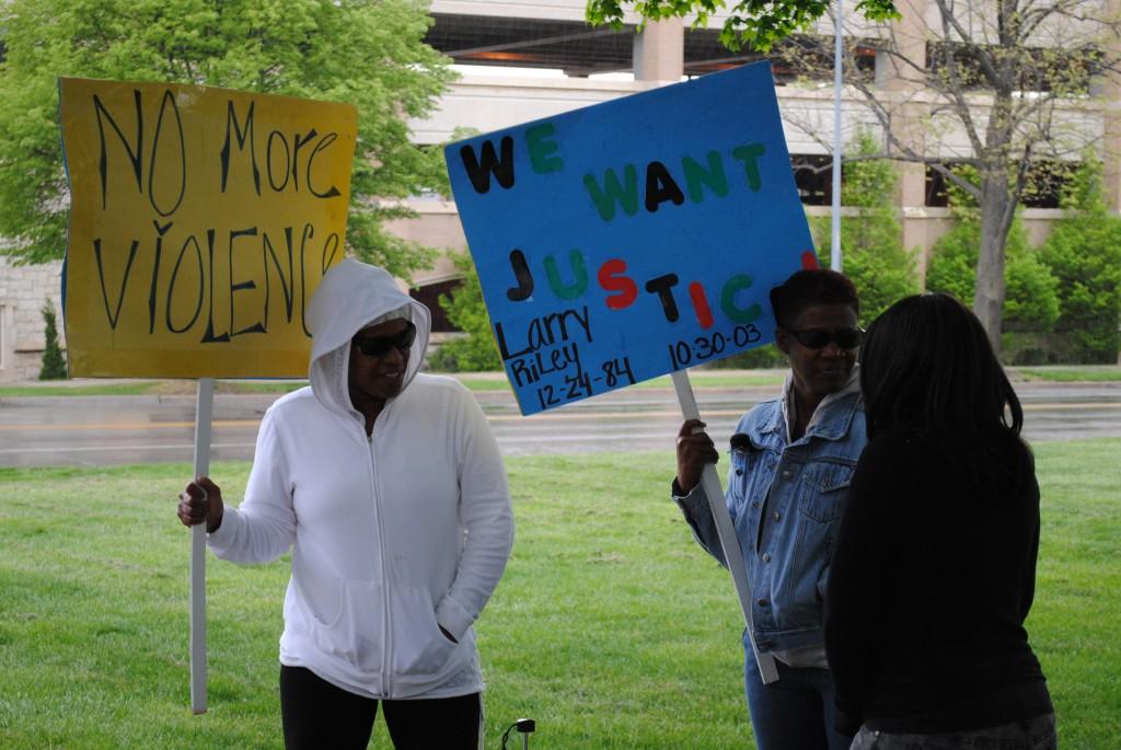 Students demonstrate in front of the Rockhill parking garage in support of slain 17-year-old Trayvon Martin.