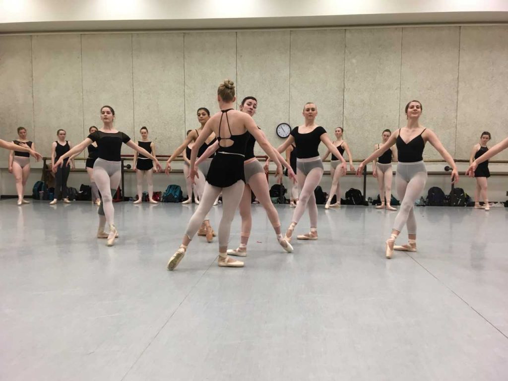 FILE: Conservatory dancers practicing ballet. 