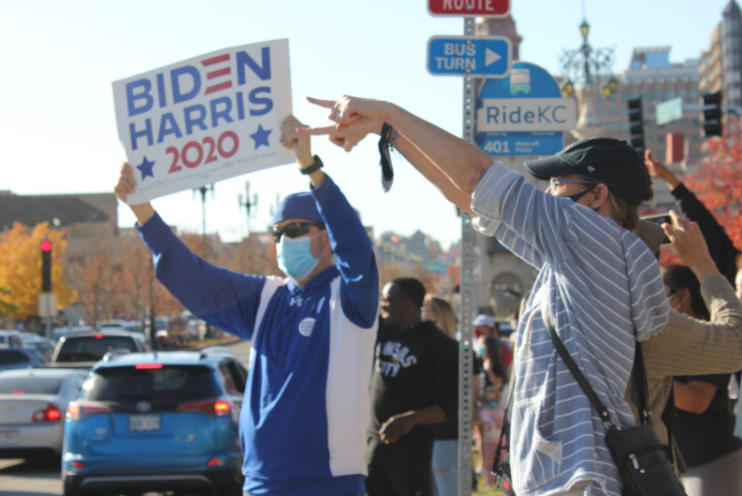 Demonstrators+forming+a+rally+to+celebrate+the+president-elect+Joe+Biden