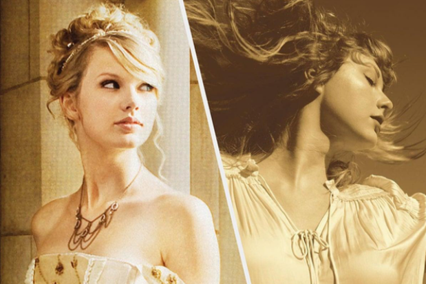 Picture of Taylor Swift when she first became famous on the left from 2008 and Taylor Swift more recently on the right