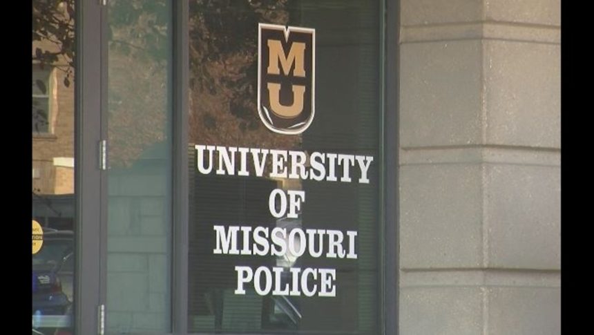 Sign with the University of Missouri Logo, stating University Of Missouri Police in bold letters