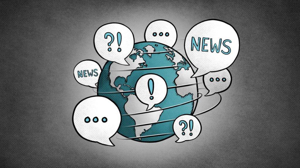 Cartoon+globe%2C+with+speech+bubbles+surrounding+it+with+exclamation+points%2C+ellipses%2C+question+marks%2C+and+the+word+News+in+the+speech+bubbles.