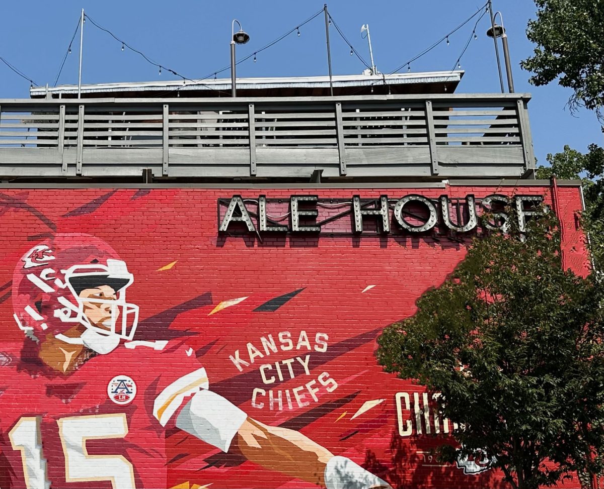 A mural of Patrick Mahomes on the side of Ale House. 