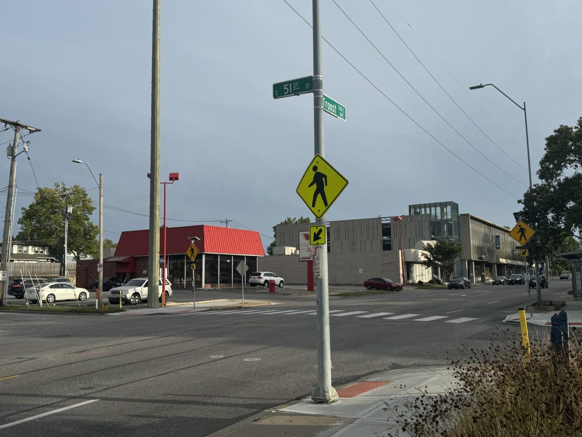 The intersection, 51st Street and Troost Avenue, where the accident occurred. 