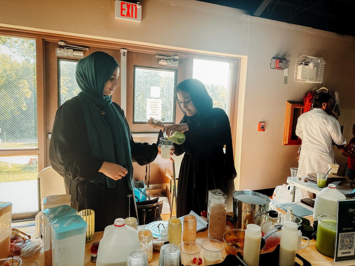 Lujyn Elsayed and Yasmen Hassen pouring matcha.