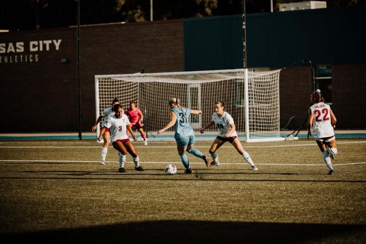 Graduate midfielder Lily Hollis prepares to shoot the ball against Southern Illinois.
