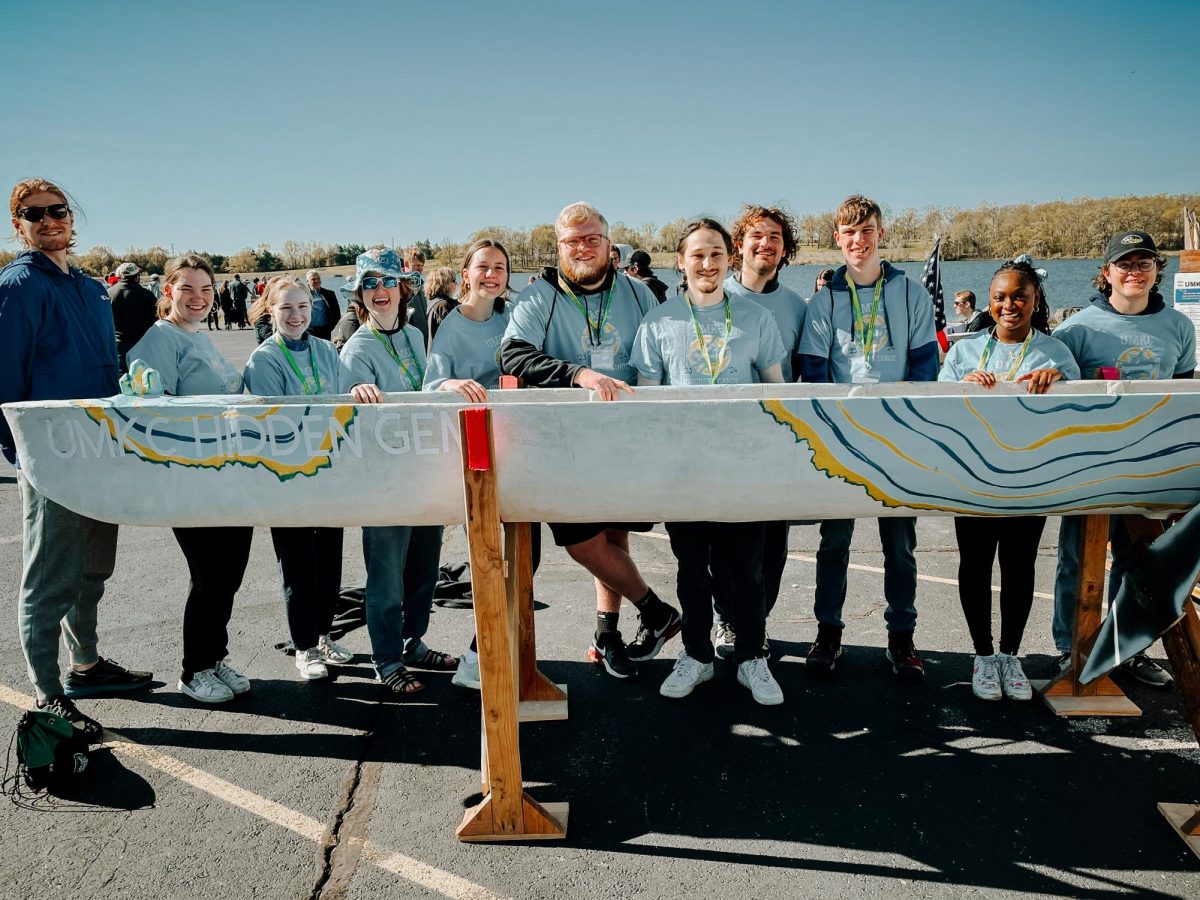 UMKC’s Concrete Canoe team with their 2024 competition canoe.