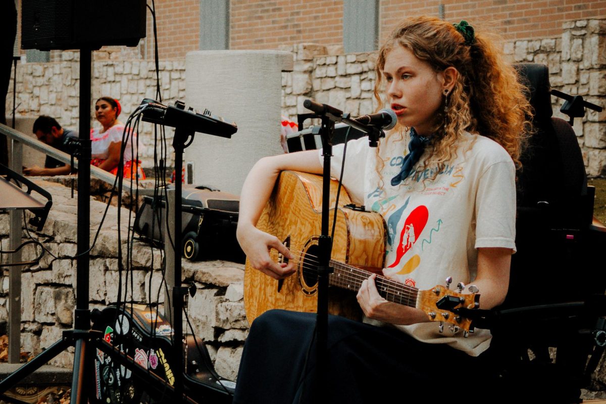 Gracie Caggiano singing at the Oppenstein Brothers Memorial Park.
