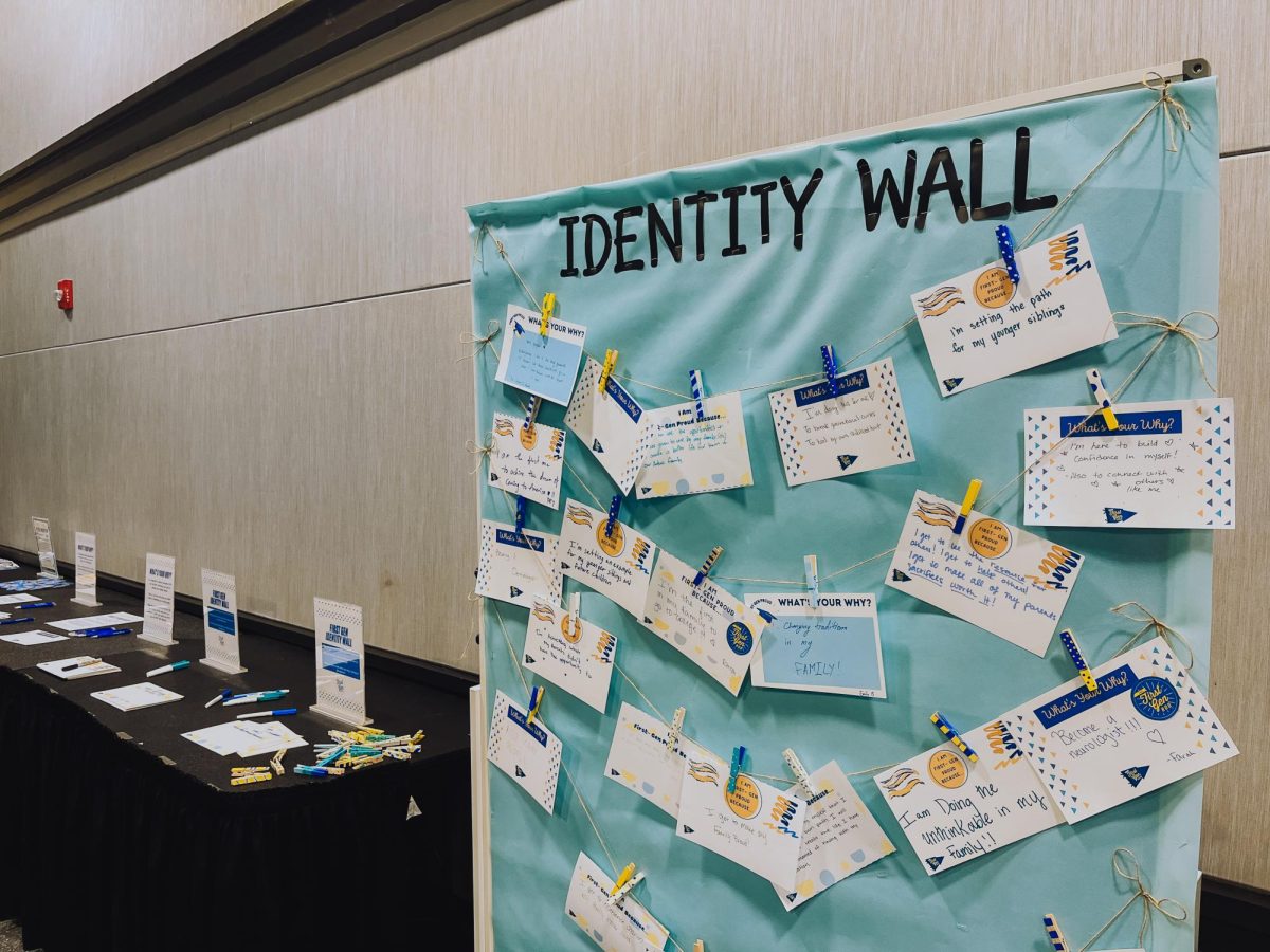 “Identity Wall” displaying student responses for first-gen pride.
