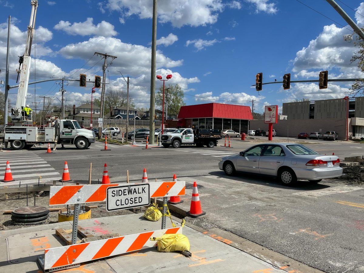 Construction in progress on the 51st and Troost intersection.