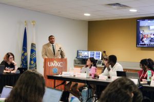 SGA President Justice Horn along with other members at a meeting on Monday, September 15th.