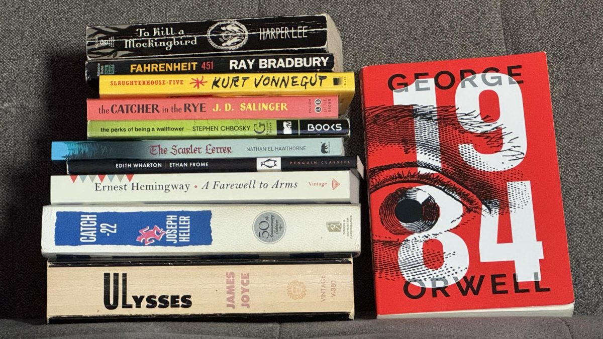 A collection of books that have been banned or challenged in the U.S.