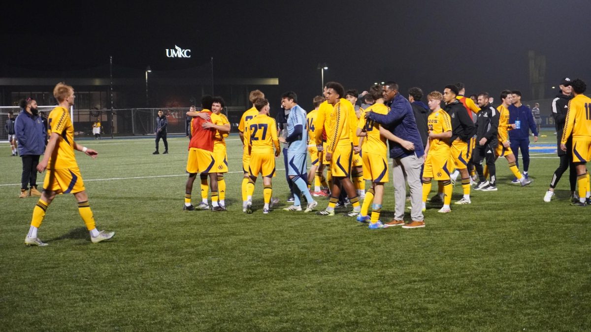  The Kansas City Roos men’s soccer at Durwood Stadium against the Lindenwood Lions. The final score was 1-0.