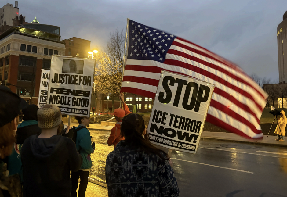 PSL organized rally for Renee Good at City Hall on Jan. 8, 2026.